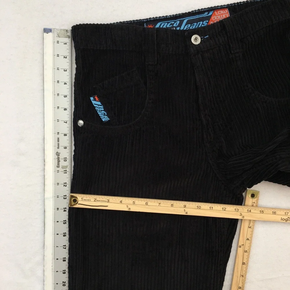 JNCO Jeans Low Down Classics 4 Wale Corduroy Pants Black Wide Leg Mens 32x32